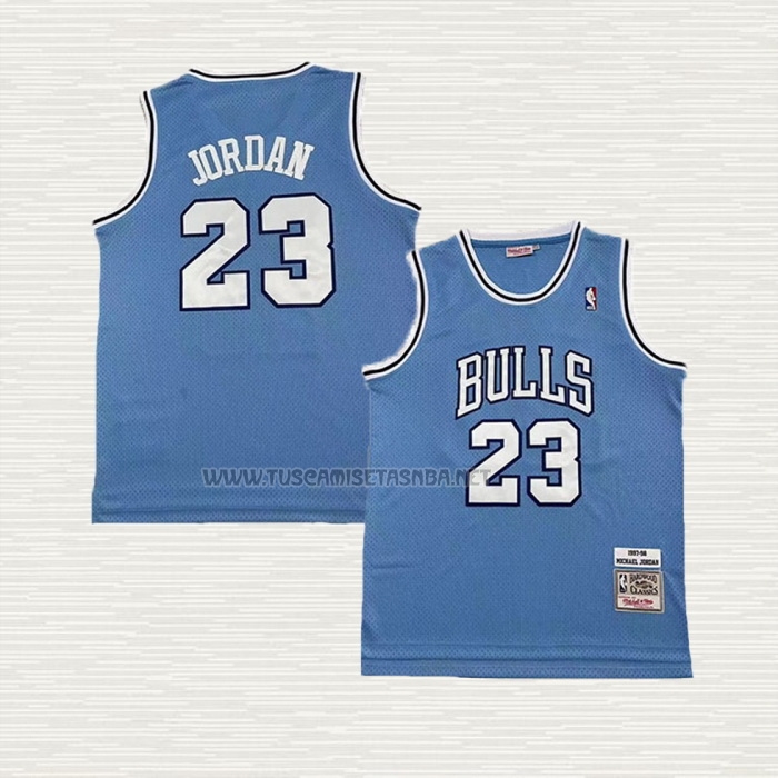 Camiseta Michael Jordan NO 23 Chicago Bulls Mitchell & Ness 1997-98 Azul